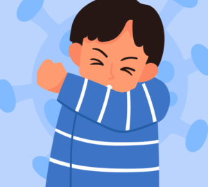 illustration of boy coughing